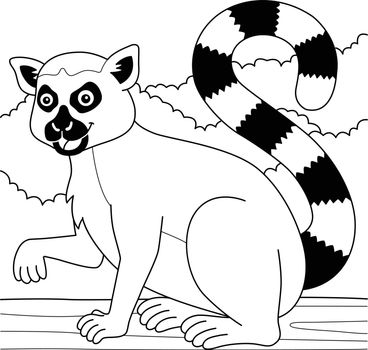 A cute and funny coloring page of a Katta. Provides hours of coloring fun for children. To color, this page is very easy. Suitable for little kids and toddlers.