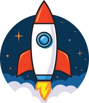 Creative rocket logo design vector illustration. rocket logo technology, space cosmos logo