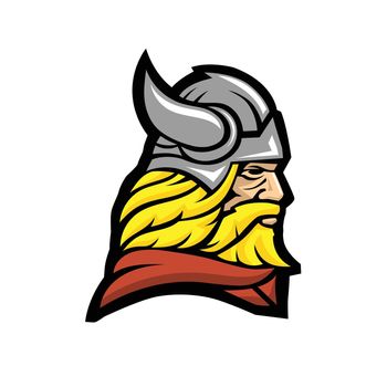 viking warrior head mascot colorful vector illustration