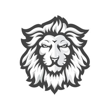 lion head mascot black and white color vector illustration