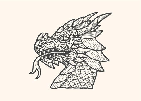 Hand drawn dragon head vector illustration