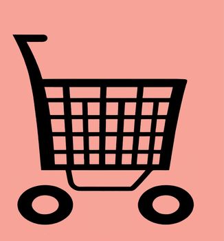 close up shopping cart isolated