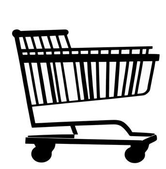 close up shopping cart isolated