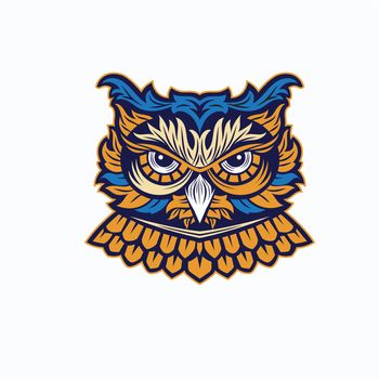 colorful illustration owl bird with engraving ornament style