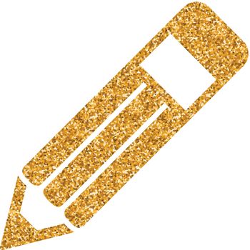 Pencil icon in gold glitter texture. Sparkle luxury style vector illustration.
