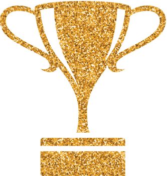 Trophy icon in gold glitter texture. Sparkle luxury style vector illustration.