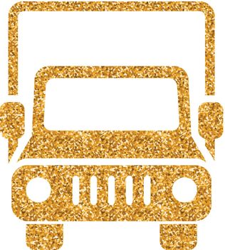 Truck icon in gold glitter texture. Sparkle luxury style vector illustration.