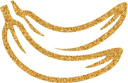 Banana icon in gold glitter texture. Sparkle luxury style vector illustration.