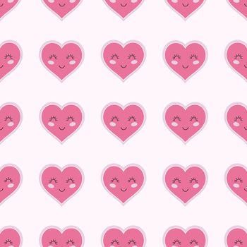 Endless seamless background with pink hearts. Valentine's day Wallpaper. Print for fabric, packaging paper, and textiles.