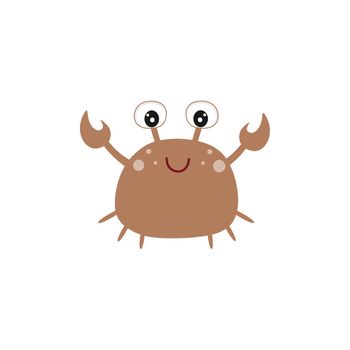 Funny cute crab on a white background. Children's cartoon illustration. Drawing for children's books, postcards, coloring books, posters.