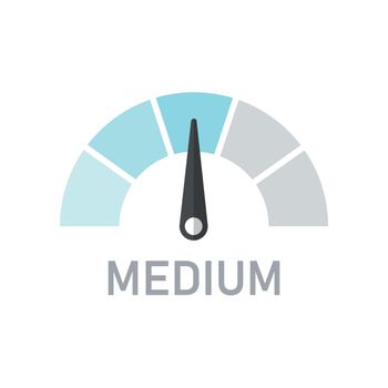 Customer satisfaction medium meter icon in flat style. Gauge level vector illustration on isolated background. Speedometer sign business concept.