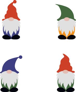 Gnomes, vector. Gnomes in a hat and with a beard in colorful clothes.