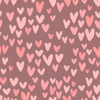 Heart marker drawn seamless vector pattern. Valentine's day handwritten background. Endless romantic print. Cute seamless pattern.