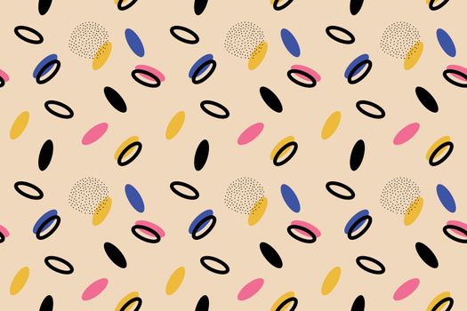 Modern colorful polka dots seamless pattern vector on a background of creative clipart logos symbols designs posters flyers clothing designs wrapping paper. Vector illustration