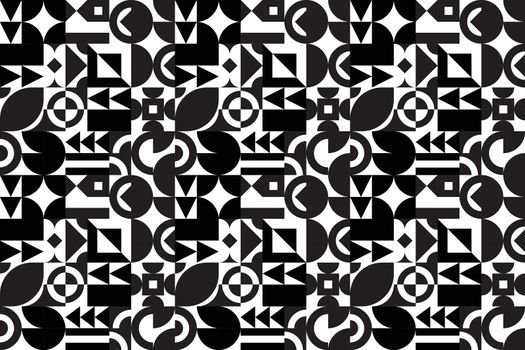 Abstract black and white Seamless Geometric Mosaic. Pattern for Abstract Backgrounds, Cards, Banners, Placards and Posters Designs. Black Label for Company Logotype. Vector illustration
