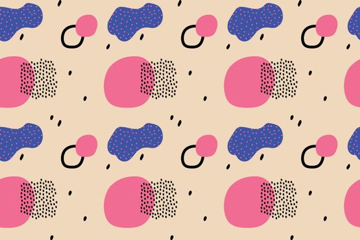 Memphis Pattern. Summer Fun Background. Pink, Blue, Colors. Memphis Style Patterns. Abstract Colorful Fun Background. Hipster Style 80s-90s. Fun pattern. Vector illustration