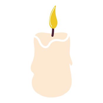 Burning aromatic candle for aromatherapy and interior decoration, isolated on a white background. Element for the design. Flat cartoon vector illustration