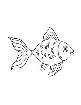 A cute and funny coloring page of Goldfish. Provides hours of coloring fun for children. Color, this page is very easy. Suitable for little kids and toddlers.