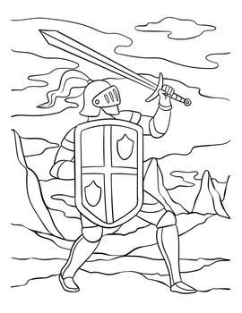 A cute and funny coloring page of a Knight Attacking Pose. Provides hours of coloring fun for children. Color, this page is very easy. Suitable for little kids and toddlers.