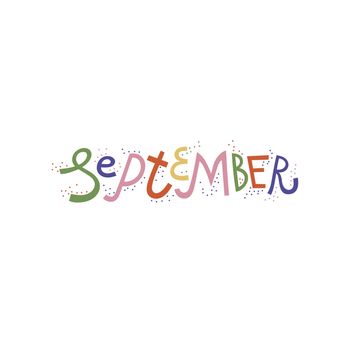 September lettering. Month word typography for the calendar, banner, etc. Isolated on white background