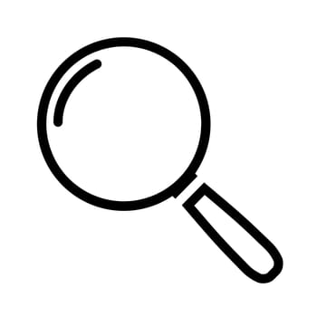 Magnifying glass line icon in flat style. Search thin line symbol isolated on white background. Simple abstract magnifier icon in black. Vector illustration for graphic design, Web, UI, mobile app.