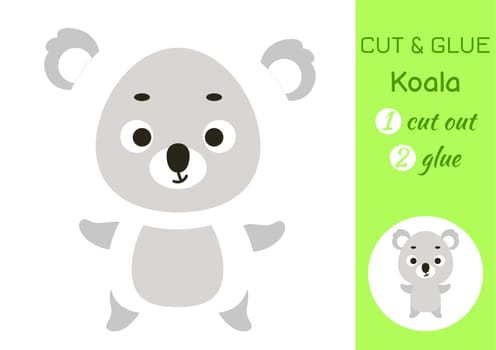 Cut and glue paper little koala. Kids crafts activity page. Educational game for preschool children. DIY worksheet. Kids art game and activities jigsaw. Vector stock illustration