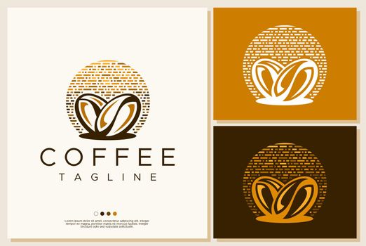 Vintage coffee bean logo branding. Coffee bean logo design vector.