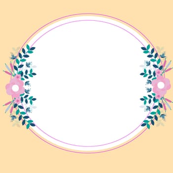 Frame Surrounded With Assorted Flowers Hearts And Leaves. Different Flowers