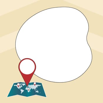 Speech Bubble With Important Message Above Map With Destination Point.