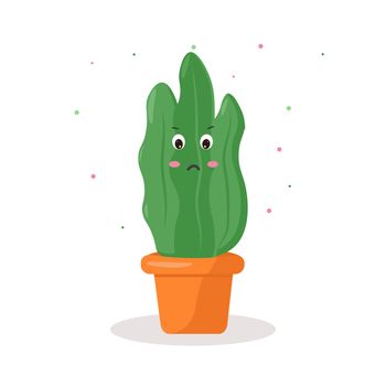 Beautiful kawaii cactus pot, great design for any purposes. Floral background.