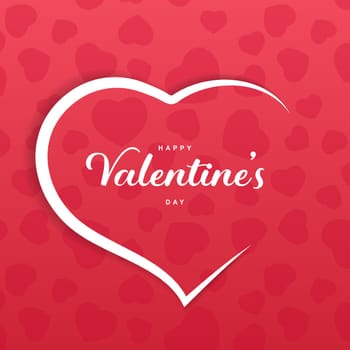 Red Illustrated Valentine's Day Greeting Card. Vector Illustration