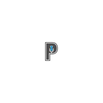 Letter P and podcast logotype combination design concept