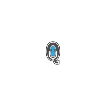 Letter Q and podcast logotype combination design concept