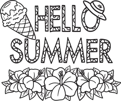 A cute and funny coloring page of Hello Summer. Provides hours of coloring fun for children. Color, this page is very easy. Suitable for little kids and toddlers.
