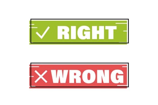Decision right or wrong. Quiz elements.