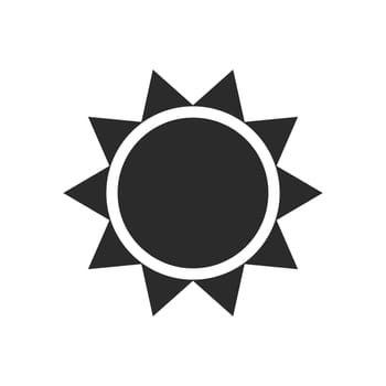 Sun silhouette icons. Summer black circle shape. Nature, sky heat symbol. Vector sunrise image isolated on white background.
