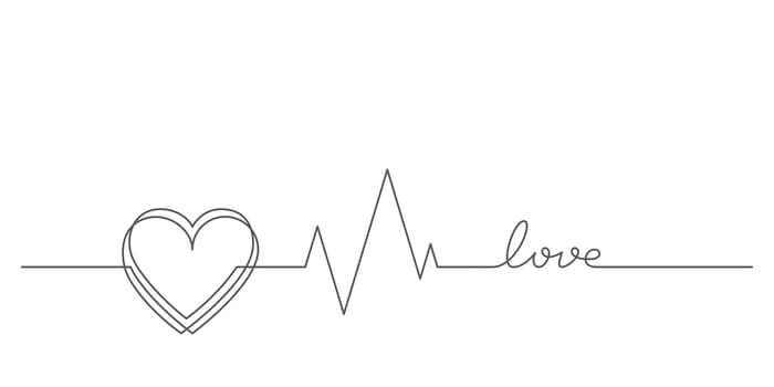 heart beat pulse love concepts decorative line art vector illustration. continuous line drawing minimalism style