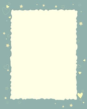 Template for notes with stars and heart, blank, reminders, to do list. Vintage collage, scrupbooking. Vector illustration