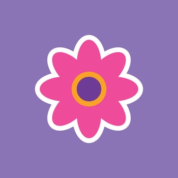 funny groovy playful flower in Y2K style. Hippie trendy flower card