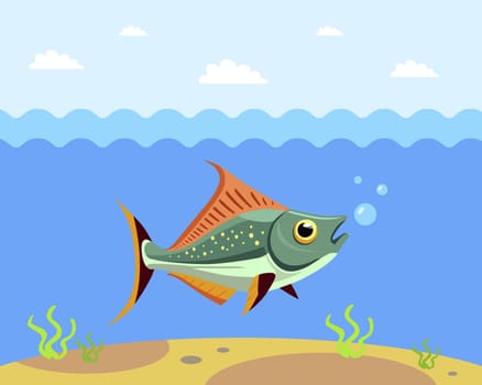 sea fish in the water. marine life in the ocean. flat vector illustration