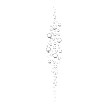 Air bubbles in ocean, sea or aquarium water. Oxygen bubbles in carbonated drink, soda, lemonade, champagne, sparkling wine. Vector realistic illustration.
