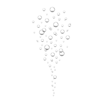 Underwater oxygen bubbles. Fizzy carbonated water, soda, lemonade, champagne, sparkling alcohol drink. Air bubbles in ocean, sea or aquarium. Vector realistic illustration.