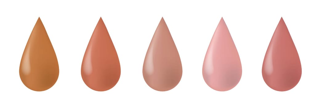 Foundation drops. Make up liquid bb cream foundation beige tints. Red lipstick tone. Vector illustration
