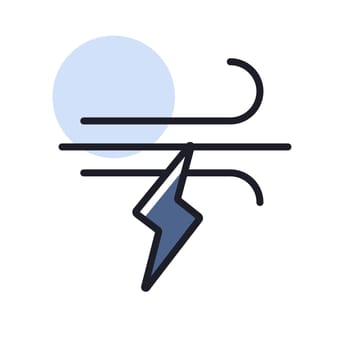 Wind lightning vector icon. Meteorology sign. Graph symbol for travel, tourism and weather web site and apps design, logo, app, UI