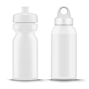 Two 3d White Clear Sport Water Bottles. EPS10 Vector