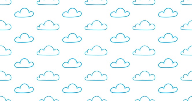 light blue sky linear clouds seamless vector pattern. Ornament can be used for gift wrapping paper, pattern fills, web page background