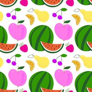 Trendy and colourful of Summer fruits Orange and leaves brushed strokes style, seamless pattern vector ,Design for fashion , fabric, textile, wallpaper, cover, web , wrapping and all prints