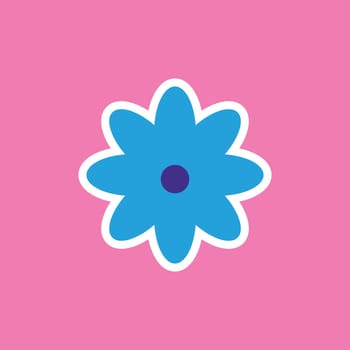 funny groovy playful flower in Y2K style. Hippie trendy flower card