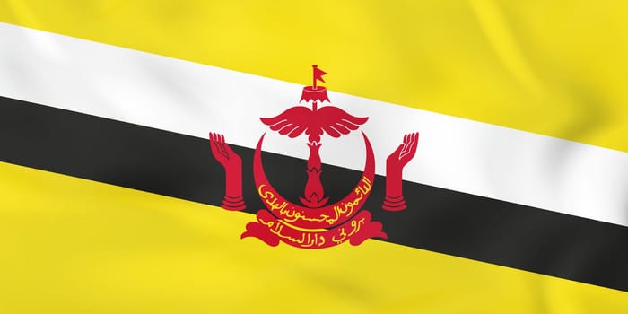 Brunei waving flag. Brunei national flag background texture. Vector illustration.