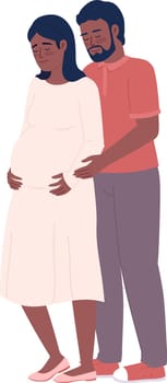 Husband holding pregnant wife carefully semi flat color vector characters. Editable figures. Full body people on white. Simple cartoon style spot illustration for web graphic design and animation